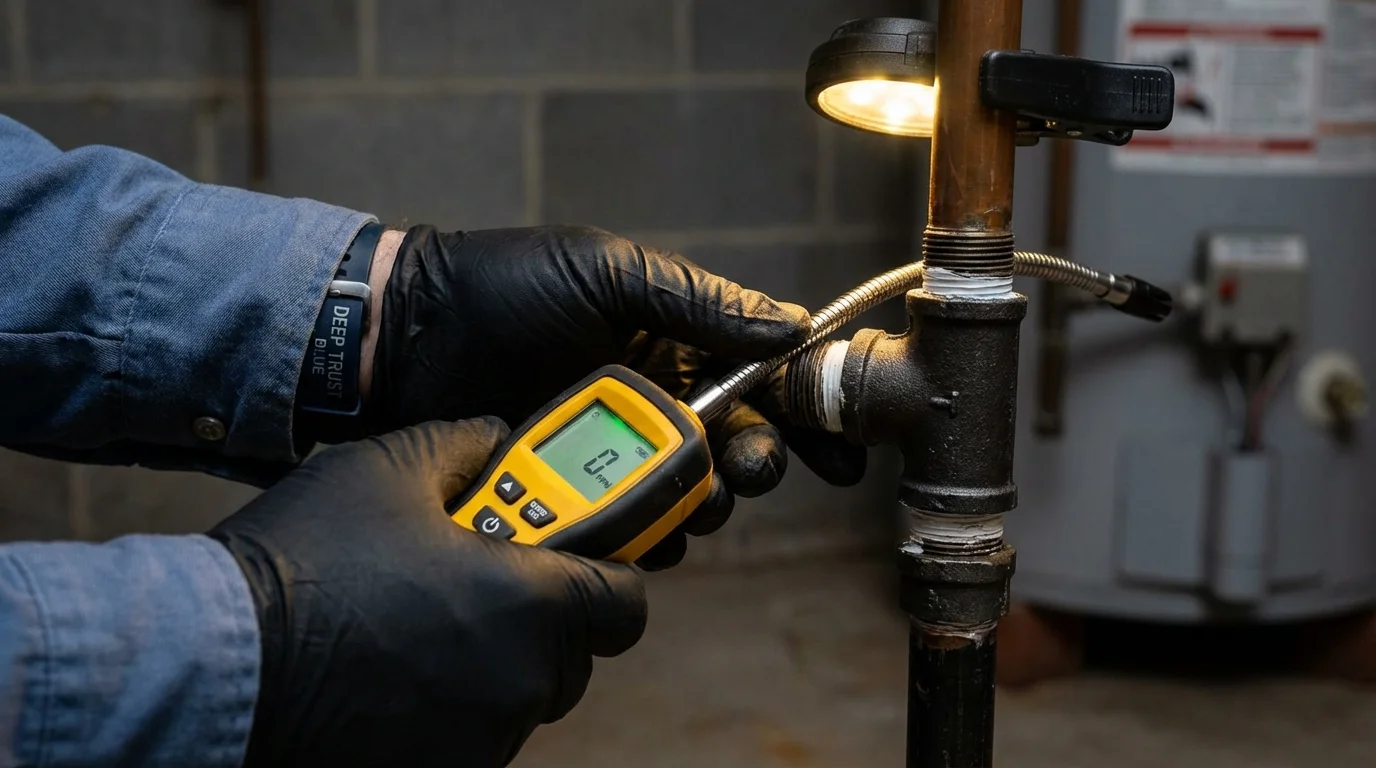 Gas leak detection with electronic sniffer by Johns Plumbing LLC in Ray City