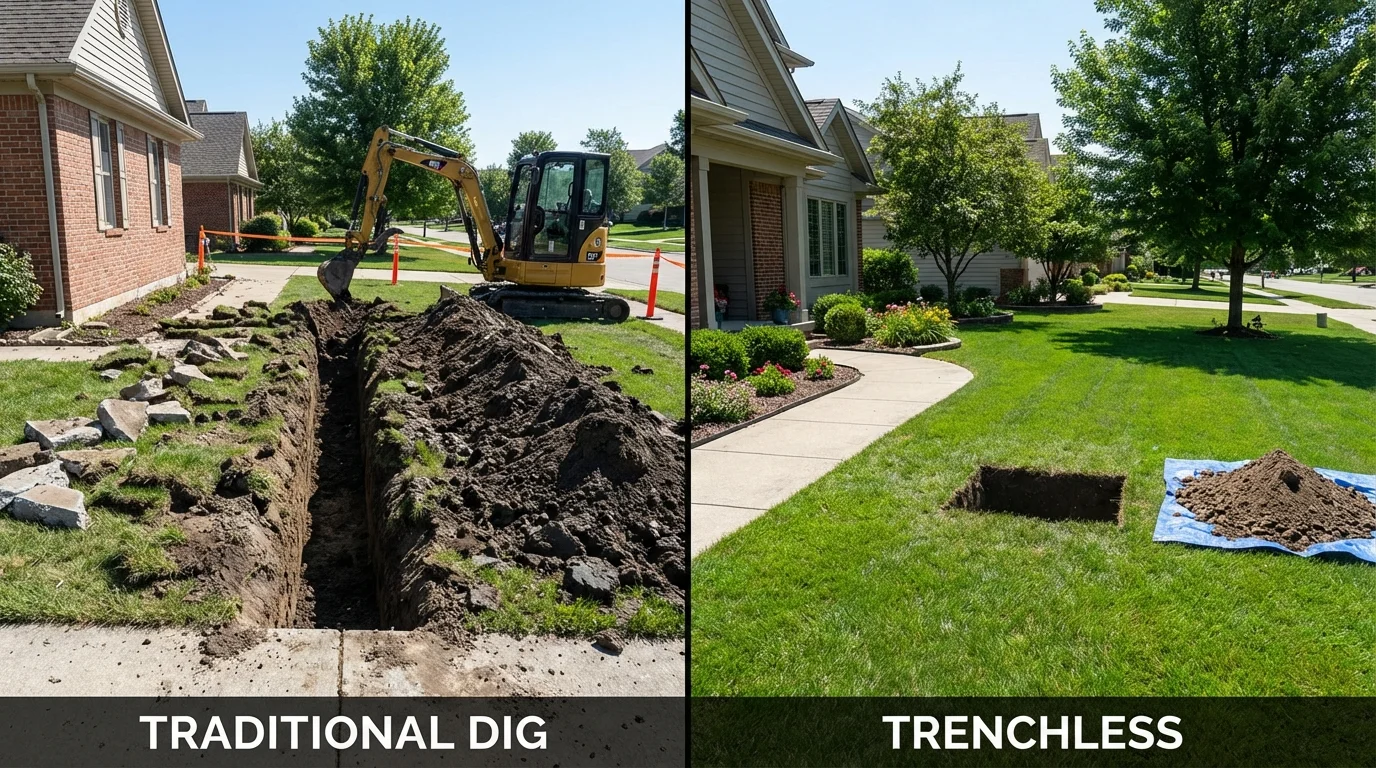 Trenchless sewer repair with minimal yard damage versus traditional excavation in Ray City, GA